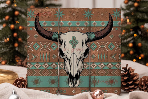 Boho Bull Skull 20oz Tumbler Wrap Sublimation DesignSVG 