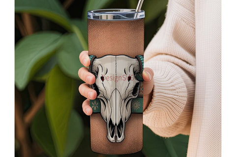 Boho Bull Skull 20oz Tumbler Wrap Sublimation DesignSVG 