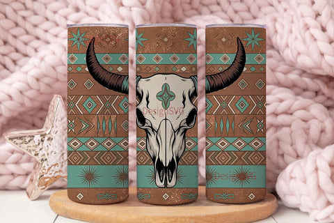 Boho Bull Skull 20oz Tumbler Wrap Sublimation DesignSVG 