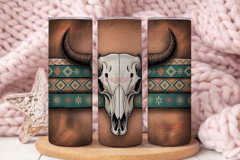 Boho Bull Skull 20oz Tumbler Wrap Sublimation DesignSVG 
