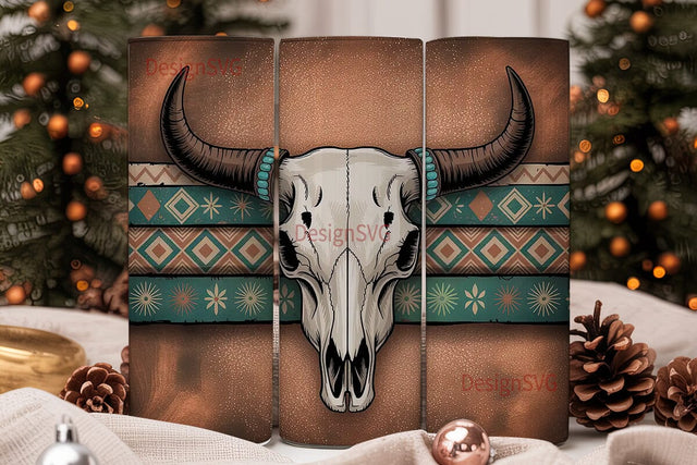 Boho Bull Skull 20oz Tumbler Wrap Sublimation DesignSVG 