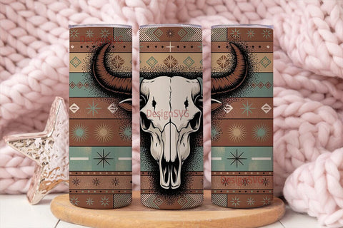 Boho Bull Skull 20oz Tumbler Wrap Sublimation DesignSVG 