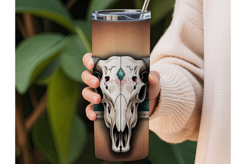 Boho Bull Skull 20oz Tumbler Wrap Sublimation DesignSVG 