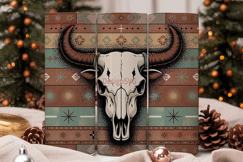 Boho Bull Skull 20oz Tumbler Wrap Sublimation DesignSVG 