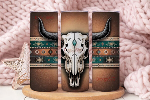 Boho Bull Skull 20oz Tumbler Wrap Sublimation DesignSVG 