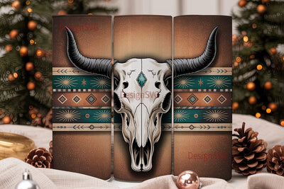 Boho Bull Skull 20oz Tumbler Wrap Sublimation DesignSVG 