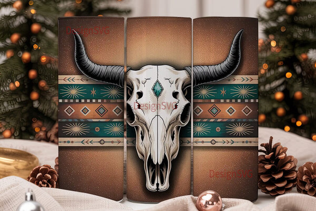Boho Bull Skull 20oz Tumbler Wrap Sublimation DesignSVG 