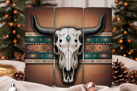 Boho Bull Skull 20oz Tumbler Wrap Sublimation DesignSVG 