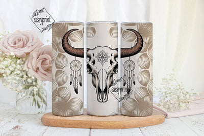 Boho Bull Skull 20oz Tumbler Wrap Sublimation sassyprint 