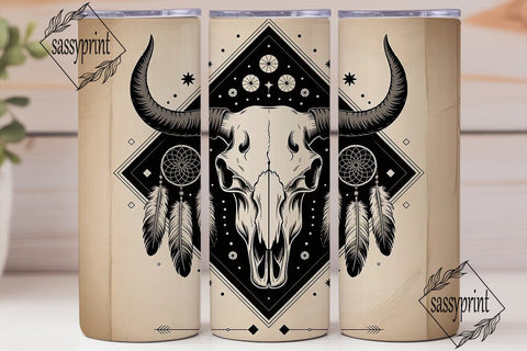 Boho Bull Skull 20oz Tumbler Wrap Sublimation sassyprint 