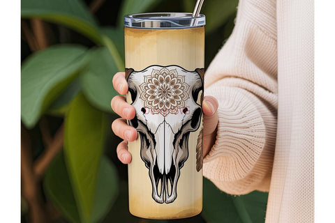 Boho Bull Skull Dreamcatcher 20oz Sublimation DesignSVG 