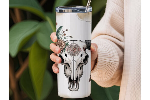 Boho Bull Skull Dreamcatcher 20oz Sublimation DesignSVG 
