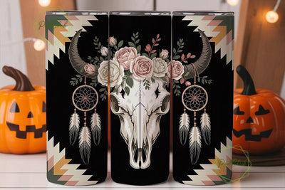 Boho Bull Skull Dreamcatcher Tumbler Sublimation PixelChick 
