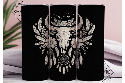 Boho Bull Skull Dreamcatcher Tumbler Sublimation sassyprint 