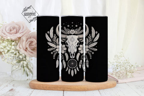 Boho Bull Skull Dreamcatcher Tumbler Sublimation sassyprint 