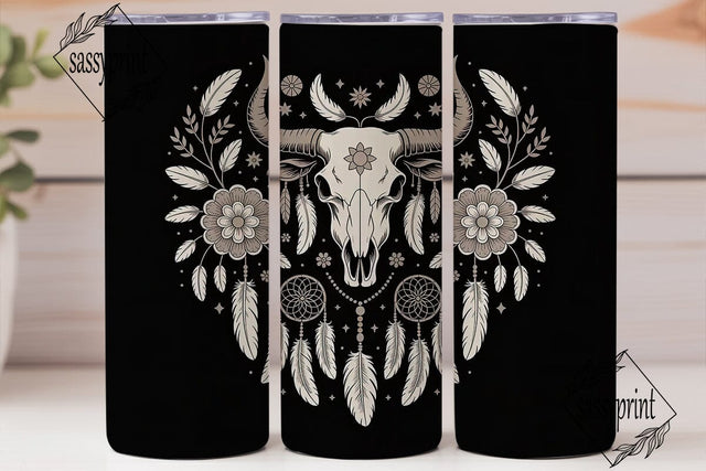 Boho Bull Skull Dreamcatcher Tumbler Sublimation sassyprint 