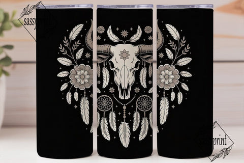 Boho Bull Skull Dreamcatcher Tumbler Sublimation sassyprint 