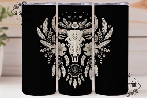 Boho Bull Skull Dreamcatcher Tumbler Sublimation sassyprint 