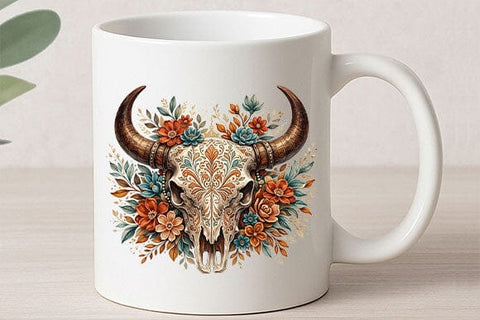 Boho Bull Skull PNG Floral Western Sublimation PNG Digital Download SVG BillahCrafts 