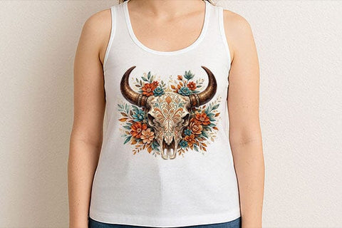 Boho Bull Skull PNG Floral Western Sublimation PNG Digital Download SVG BillahCrafts 