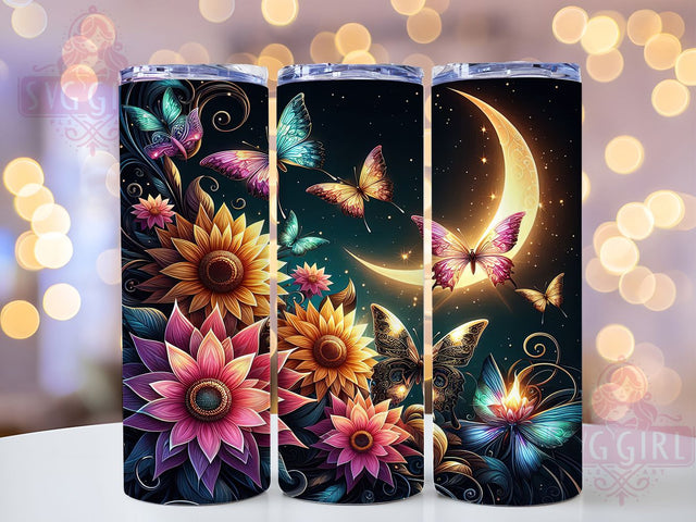Boho Butterfly Celestial Spring Tumbler, Celestial Spring Wrap, 20oz Sublimation Design, Moon and Butterfly Cup, Mystical Boho Tumbler, Spring Vibes Wrap, Whimsical Tumbler Design Sublimation SvggirlplusArt 