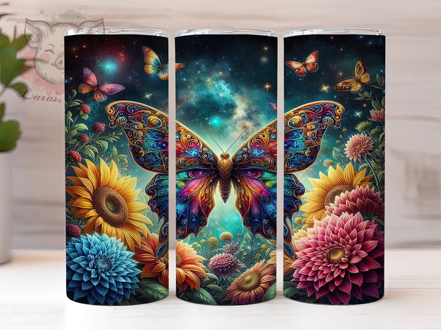 Boho Butterfly Celestial Tumbler, Butterfly Boho Tumbler, 20oz Tumbler Wrap, Boho Butterfly Tumbler, Moon and Stars Tumbler, Bohemian Tumbler Design, Fantasy Butterfly Tumbler Sublimation Lara' s Designs 