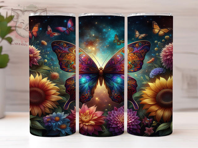 Boho Butterfly Celestial Tumbler, Butterfly Boho Tumbler, 20oz Tumbler Wrap, Boho Butterfly Tumbler, Moon and Stars Tumbler, Bohemian Tumbler Design, Fantasy Butterfly Tumbler Sublimation Lara' s Designs 