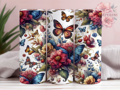Boho Butterfly Floral 20oz Tumbler Wrap PNG, Groovy Halloween Flower Tumbler PNG Sublimation Design, Straight & Tapered Tumbler Wrap, Instant Digital Download Sublimation Li Zamperini 