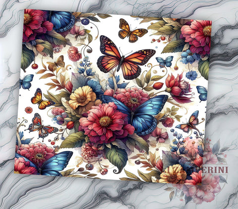 Boho Butterfly Floral 20oz Tumbler Wrap PNG, Groovy Halloween Flower Tumbler PNG Sublimation Design, Straight & Tapered Tumbler Wrap, Instant Digital Download Sublimation Li Zamperini 