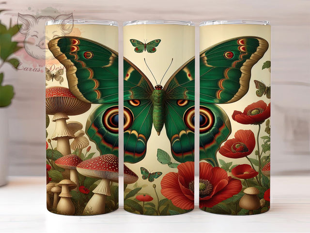 Boho Butterfly Mushroom Tumbler, Boho Tumbler, Mushroom Design, Nature Tumbler, Floral Tumbler, 20oz Sublimation, Boho Floral Tumbler Sublimation Lara' s Designs 