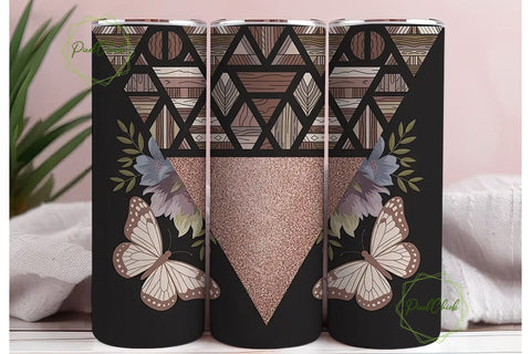 Boho Butterfly Tumbler Wrap Sublimation PixelChick 