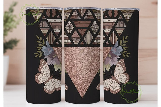 Boho Butterfly Tumbler Wrap Sublimation PixelChick 
