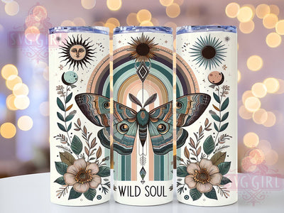 Boho Butterfly Wild Soul 20oz Tumbler Wrap Sublimation Design, Straight Tapered Tumbler Wrap, Motivation Inspiration Tumbler Png, Instant Digital Download Sublimation SvggirlplusArt 