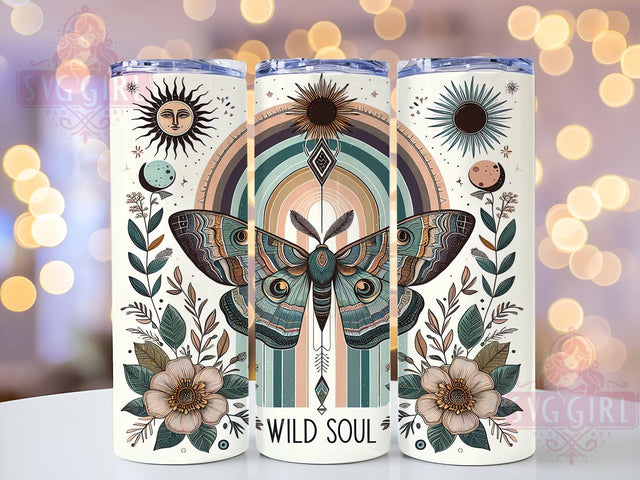 Boho Butterfly Wild Soul 20oz Tumbler Wrap Sublimation Design, Straight Tapered Tumbler Wrap, Motivation Inspiration Tumbler Png, Instant Digital Download Sublimation SvggirlplusArt 