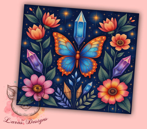Boho Butterfly Witch 20oz Tumbler, Butterfly Art, 20oz Tumbler Wrap, Sublimation Design, Magical Decor, Halloween Gift, Boho Butterfly Sublimation Lara' s Designs 