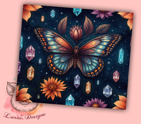 Boho Butterfly Witch 20oz Tumbler, Butterfly Art, 20oz Tumbler Wrap, Sublimation Design, Magical Decor, Halloween Gift, Boho Butterfly Sublimation Lara' s Designs 