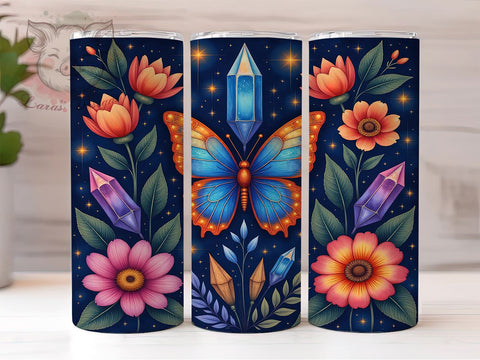 Boho Butterfly Witch 20oz Tumbler, Butterfly Art, 20oz Tumbler Wrap, Sublimation Design, Magical Decor, Halloween Gift, Boho Butterfly Sublimation Lara' s Designs 