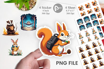 Boho Camping Animals Sticker Sublimation artnoy 