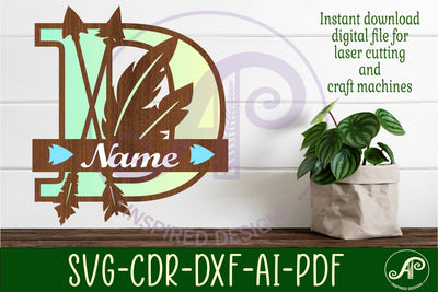 Boho Capital Monogram Letter D SVG SVG APInspireddesigns 