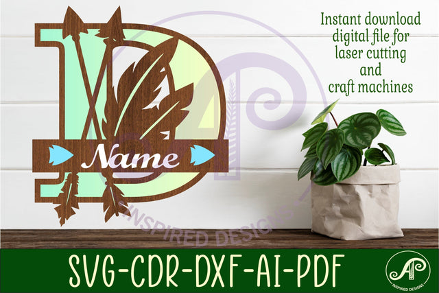 Boho Capital Monogram Letter D SVG SVG APInspireddesigns 