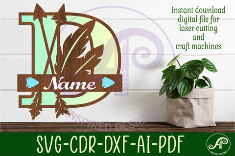 Boho Capital Monogram Letter D SVG SVG APInspireddesigns 