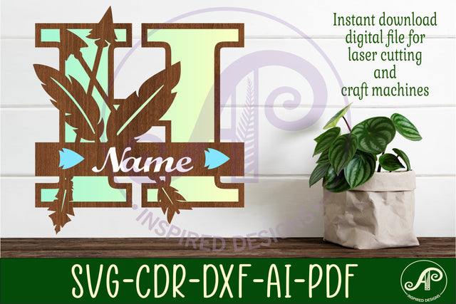 Boho Capital Monogram Letter H SVG SVG APInspireddesigns 