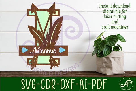 Boho Capital Monogram Letter I SVG SVG APInspireddesigns 