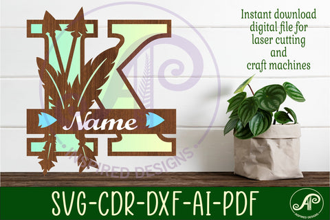 Boho Capital Monogram Letter K SVG SVG APInspireddesigns 