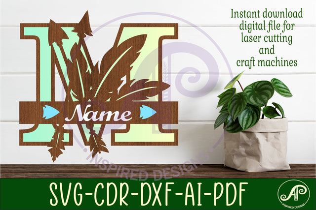 Boho Capital Monogram Letter M SVG SVG APInspireddesigns 