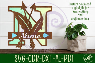 Boho Capital Monogram Letter N SVG SVG APInspireddesigns 