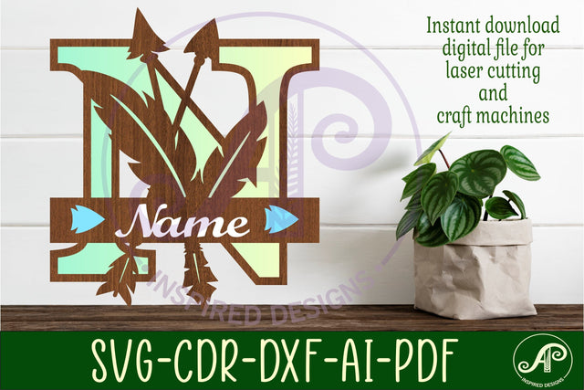 Boho Capital Monogram Letter N SVG SVG APInspireddesigns 