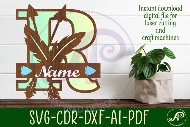 Boho Capital Monogram Letter R SVG SVG APInspireddesigns 