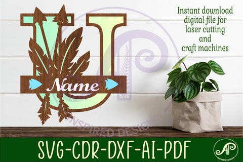 Boho Capital Monogram Letter U SVG SVG APInspireddesigns 