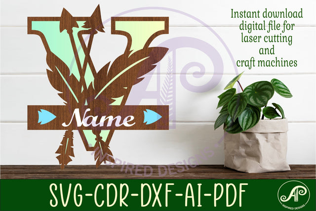 Boho Capital Monogram Letter V SVG SVG APInspireddesigns 